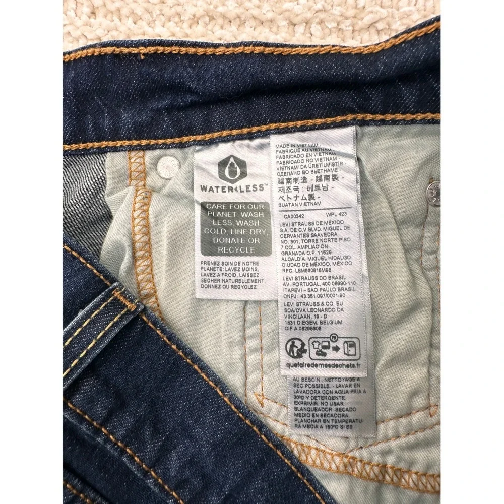 Levi 505 Mens Jeans Regular Fit Straight Leg Dark Wash Blue Denim Pants 30x31‎